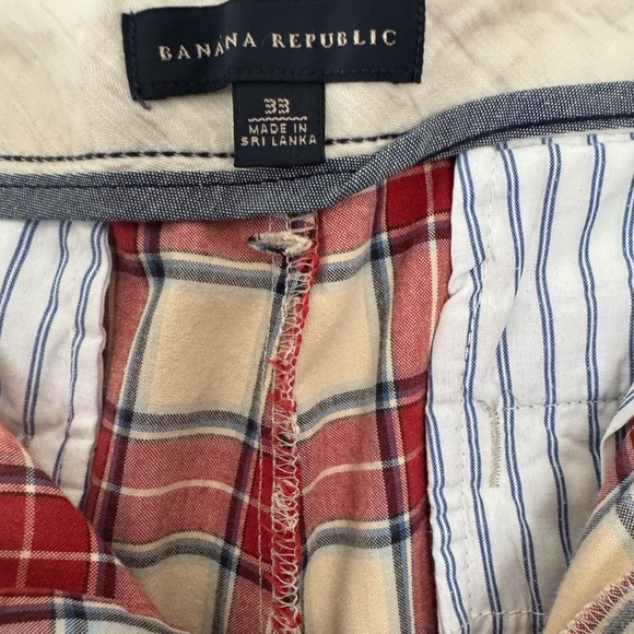 Banana Republic Chino Men's Shorts Size 33 Multi Red Tan Cotton Preowned - Picture 4 of 6